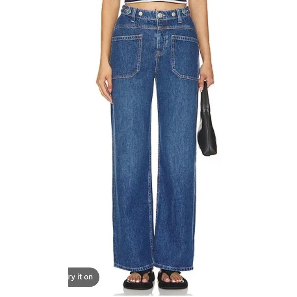 Free People X We The Free Palmer Cuffed Jeans Size 29 In Tunnel Vision NWOT